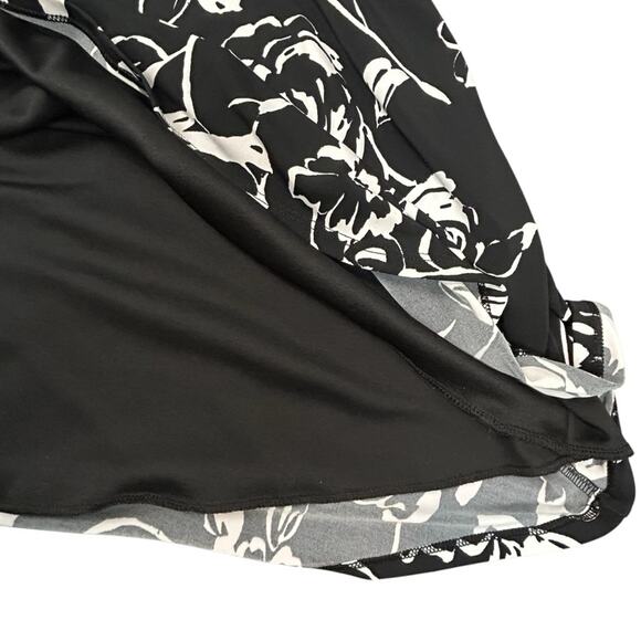 White House Black Market Halter Dress Womens Size XS Black White Floral Stretch - Picture 5 of 10